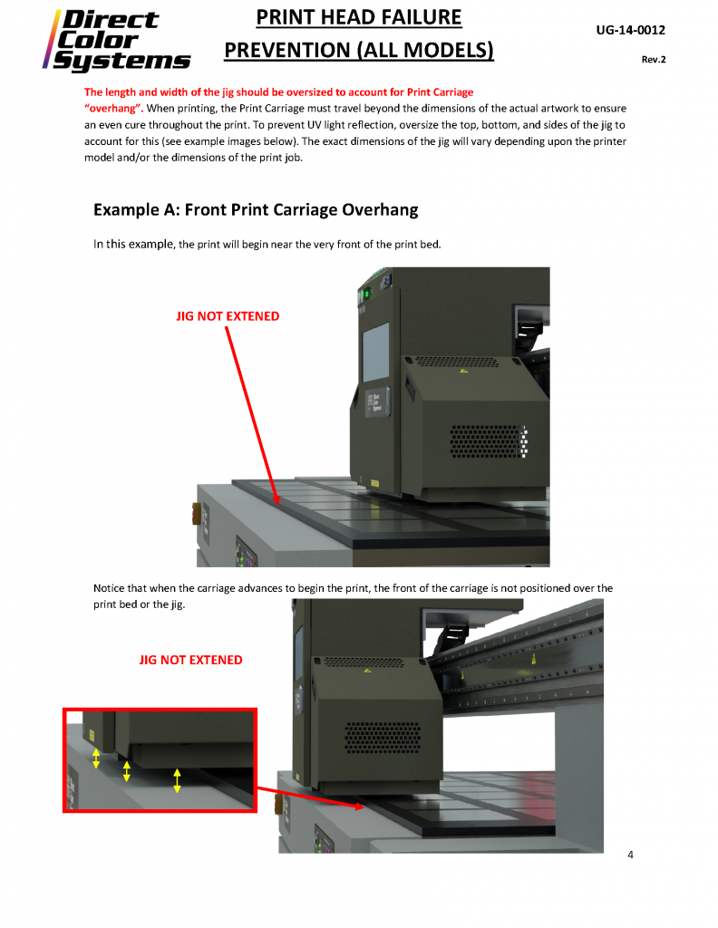 Picture of front print carriage overhange